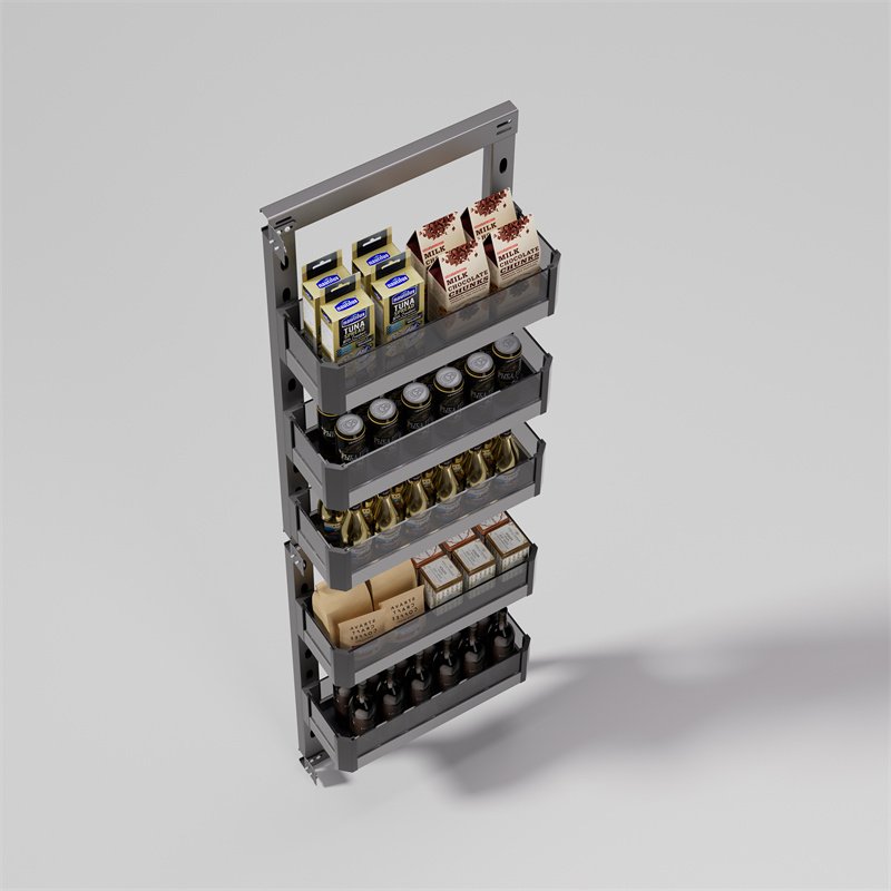 Stainless Steel Storage Kitchen Cabinet Shelves Organizers 5 Layer Sliding Side Glass Storage Drawer Pull Out Basket