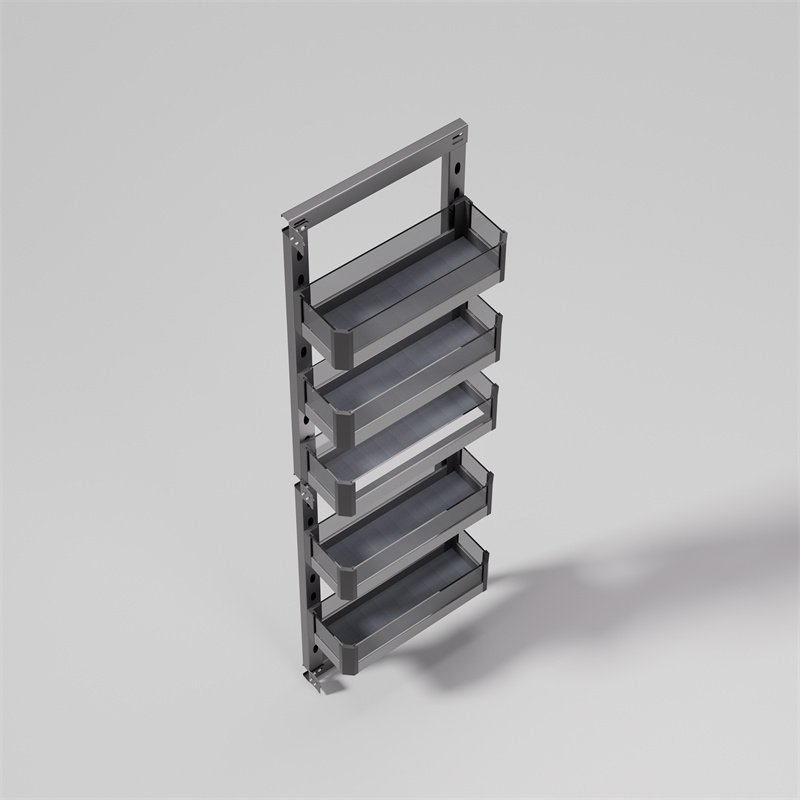 Stainless Steel Storage Kitchen Cabinet Shelves Organizers 5 Layer Sliding Side Glass Storage Drawer Pull Out Basket