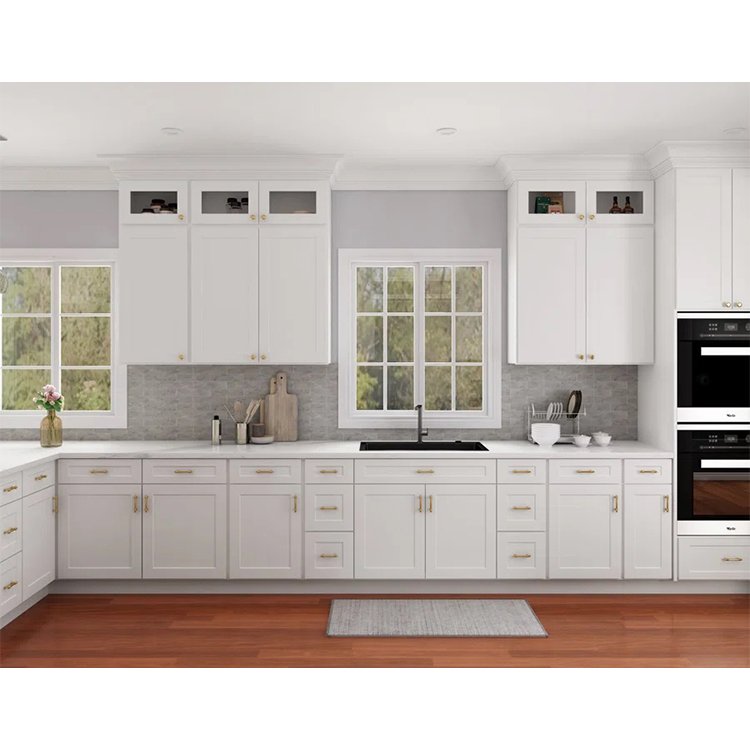 Custom furniture luxury kitchen wooden storage cupboard cabinet with brass knobs drawer hardware gold pull handles accessories