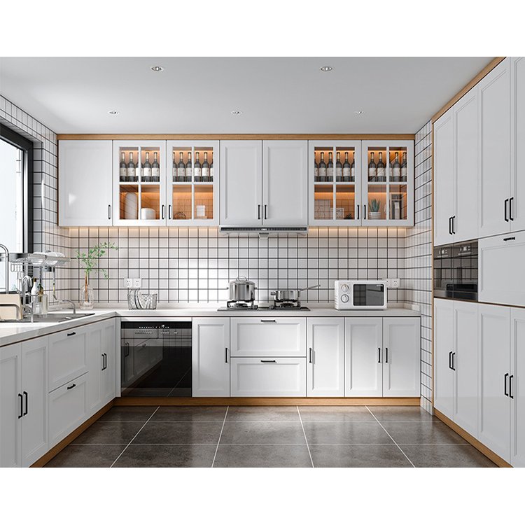Custom furniture luxury kitchen wooden storage cupboard cabinet with brass knobs drawer hardware gold pull handles accessories