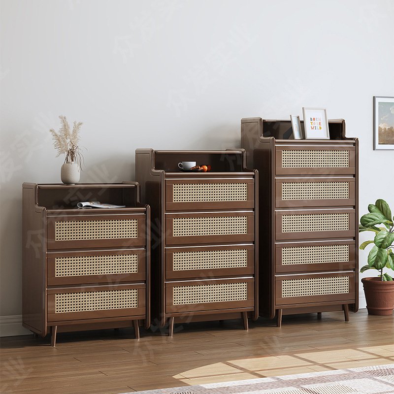 Factory hot wholesale customized living room storage cabinet with basket drawer solid wood furniture