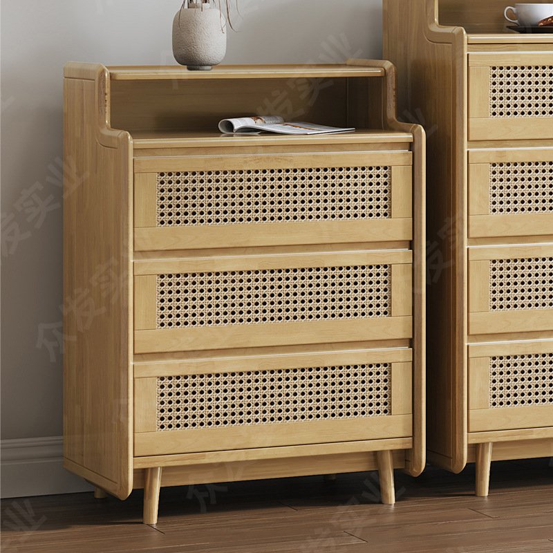 Factory hot wholesale customized living room storage cabinet with basket drawer solid wood furniture