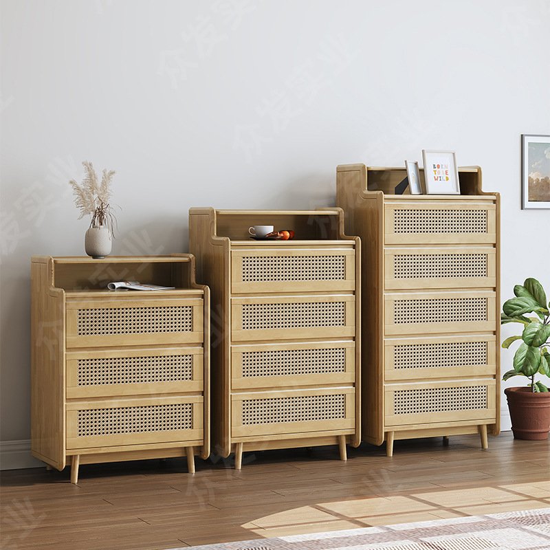 Factory hot wholesale customized living room storage cabinet with basket drawer solid wood furniture