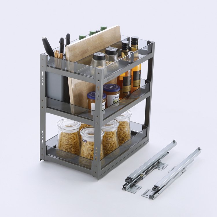 Unihopper Multi-functional Cabinet Accessories Soft Closing Drawer Seasoning Basket Kitchen Pull Out Basket Drawer