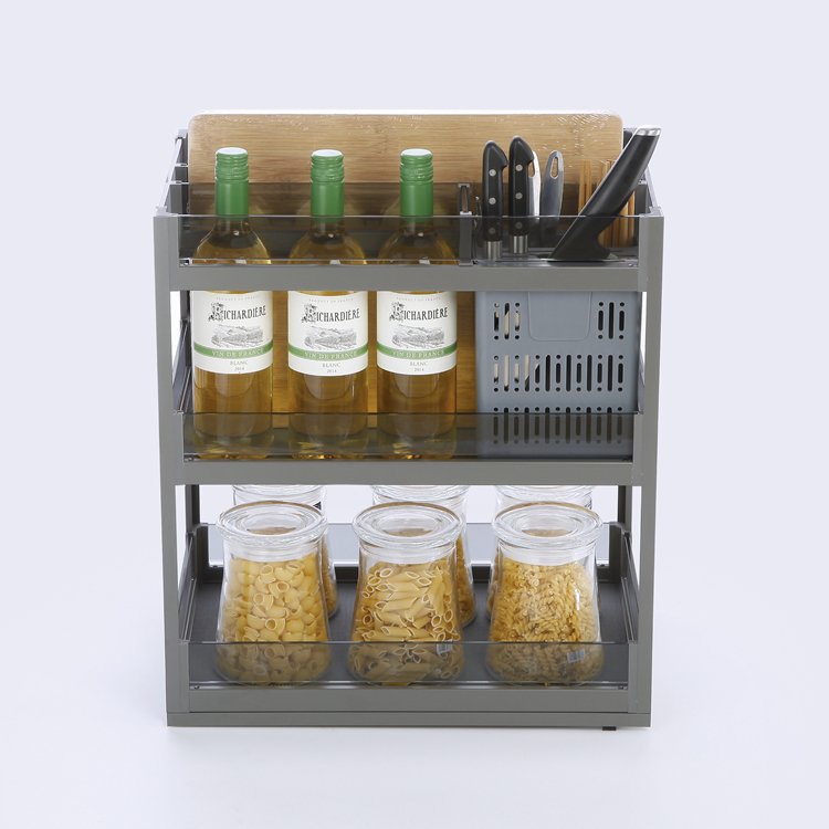 Unihopper Multi-functional Cabinet Accessories Soft Closing Drawer Seasoning Basket Kitchen Pull Out Basket Drawer
