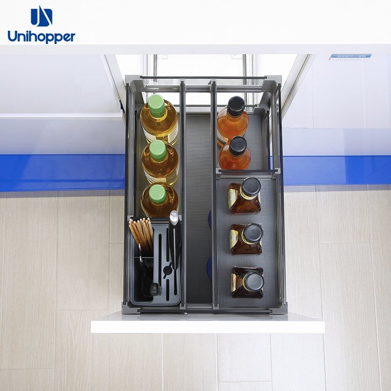 Unihopper Multi-functional Cabinet Accessories Soft Closing Drawer Seasoning Basket Kitchen Pull Out Basket Drawer