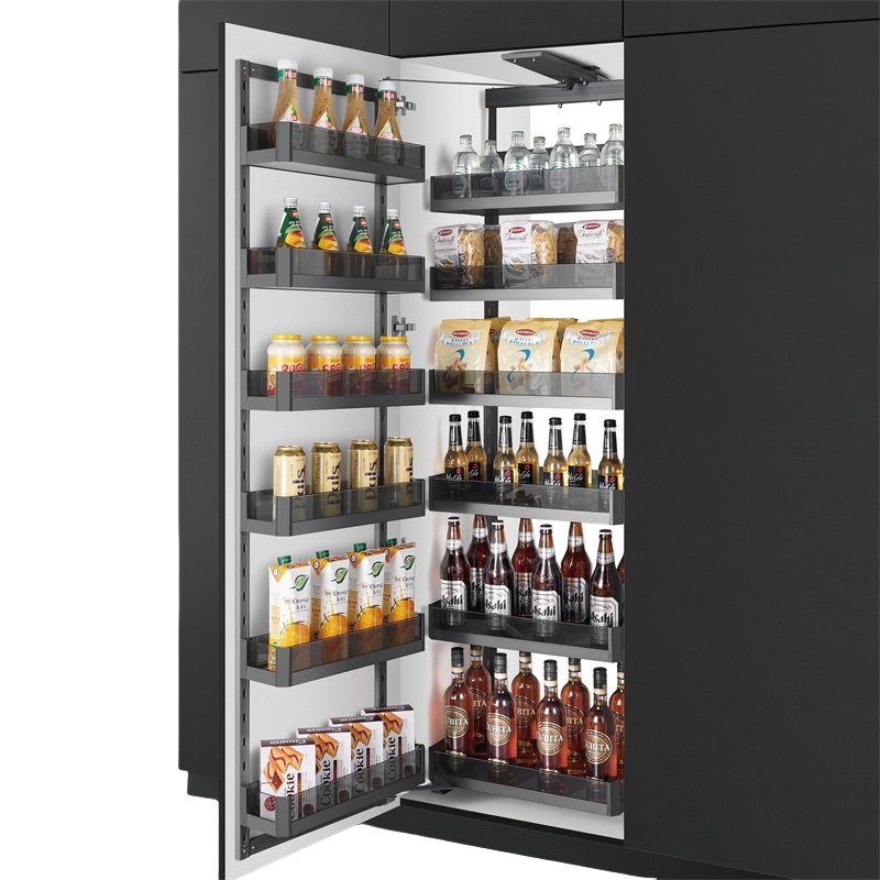 Smart Intelligent Elevator Linkage Snack Cabinet Storage Tall 5 6 Layers Kitchen Cabinet Pull Out Glass Basket Unit Pantry