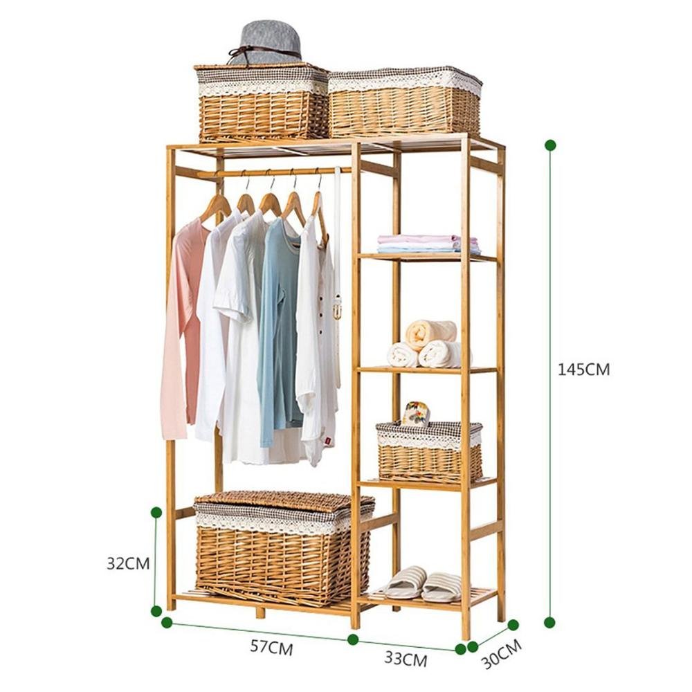 Wholesale Bamboo Coat Rack with 4 Tier Storage Shelves for Clothing Organizer,Modern Bamboo Coat Rack,Wardrobe Closet Organizer