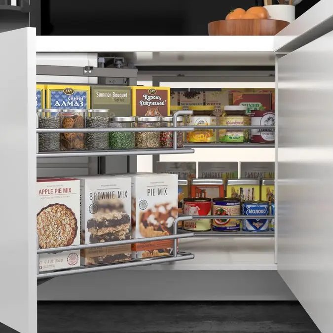 Soft closing Kitchen Cabinet Organizers Nano Sliding Wire Shelves 2-Tier Magic Corner for Kitchen Corner