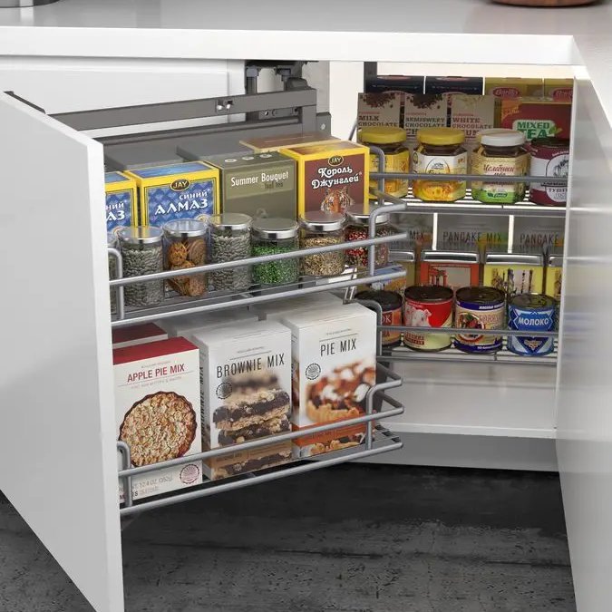 Soft closing Kitchen Cabinet Organizers Nano Sliding Wire Shelves 2-Tier Magic Corner for Kitchen Corner