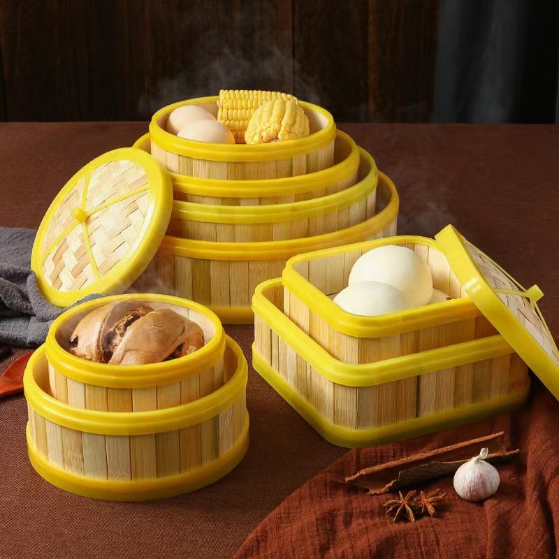 Bamboo Steamer Basket Set with 50x Steamer Liners , Chinese Steamer for Cooking Food