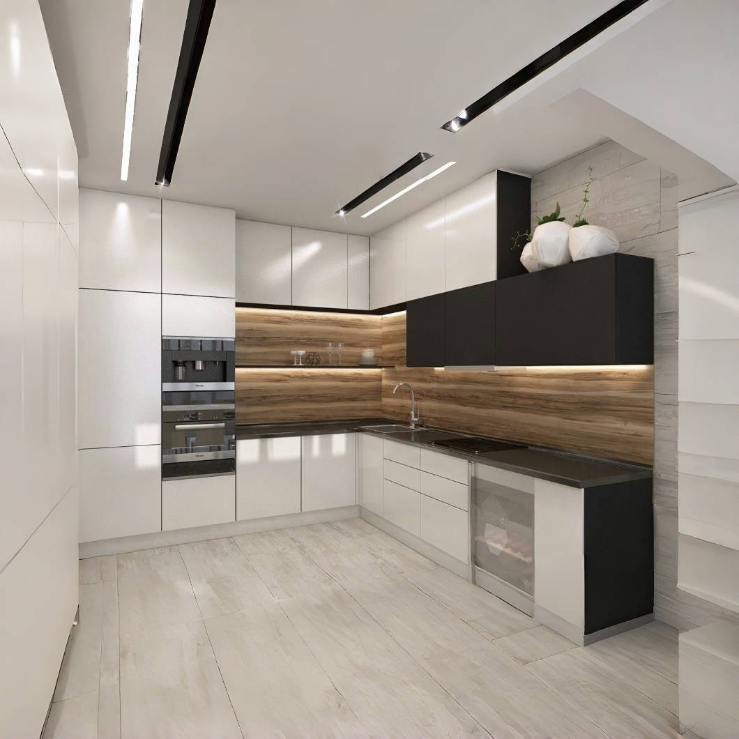 Affordable Kitchen Cabinets Modern Wall Mounted Kitchen Cabinets Set L Shape Wooden Modular Kitchen Cabinets