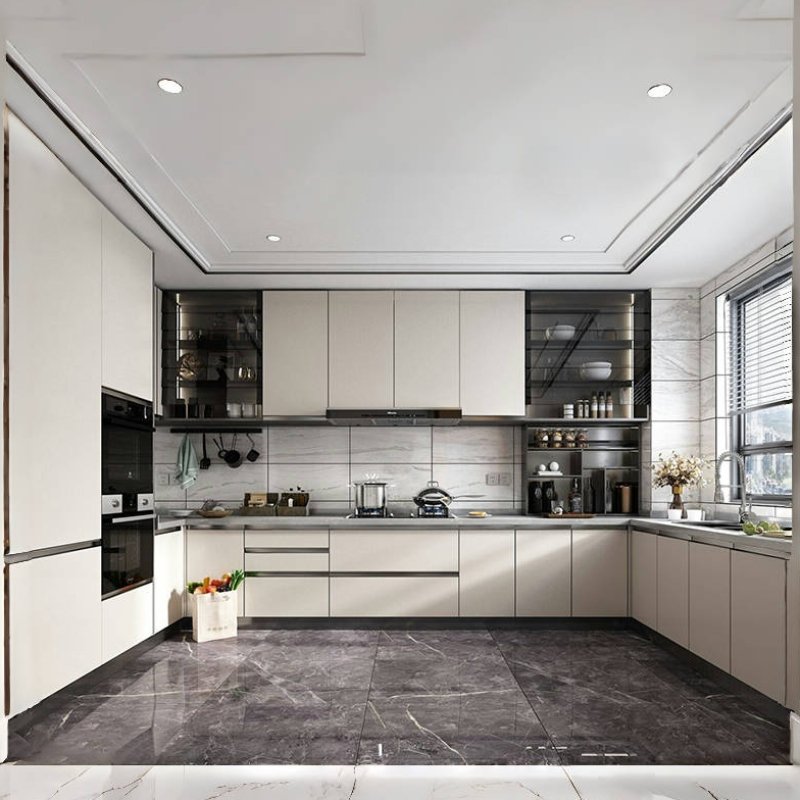 Affordable Kitchen Cabinets Modern Wall Mounted Kitchen Cabinets Set L Shape Wooden Modular Kitchen Cabinets
