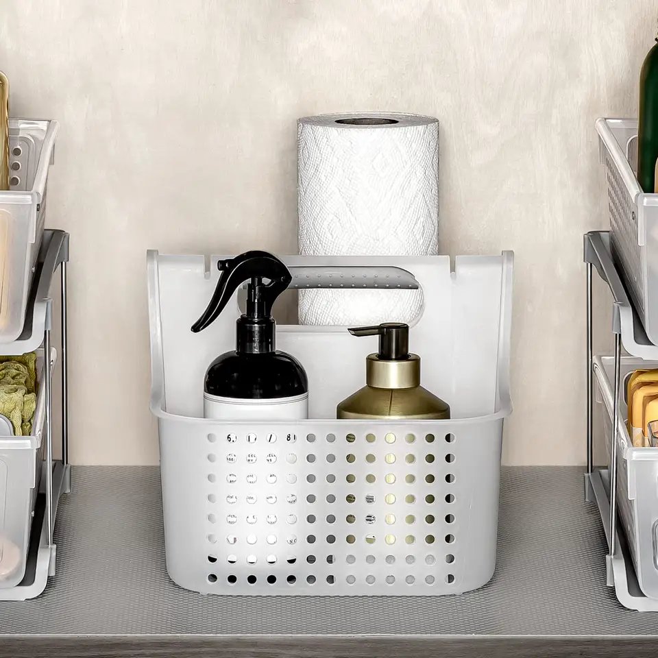 Multipurpose Bathroom Shower Caddy Plastic Storage Baskets With Handle