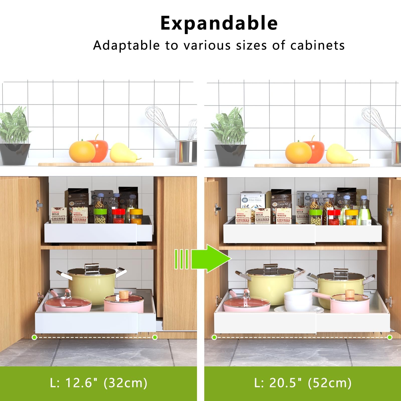 Pull Out Cabinet Organizer Deep Expandable Slide Out Drawer Organizers No Drill Pull Out Drawers Cabinets Shelves