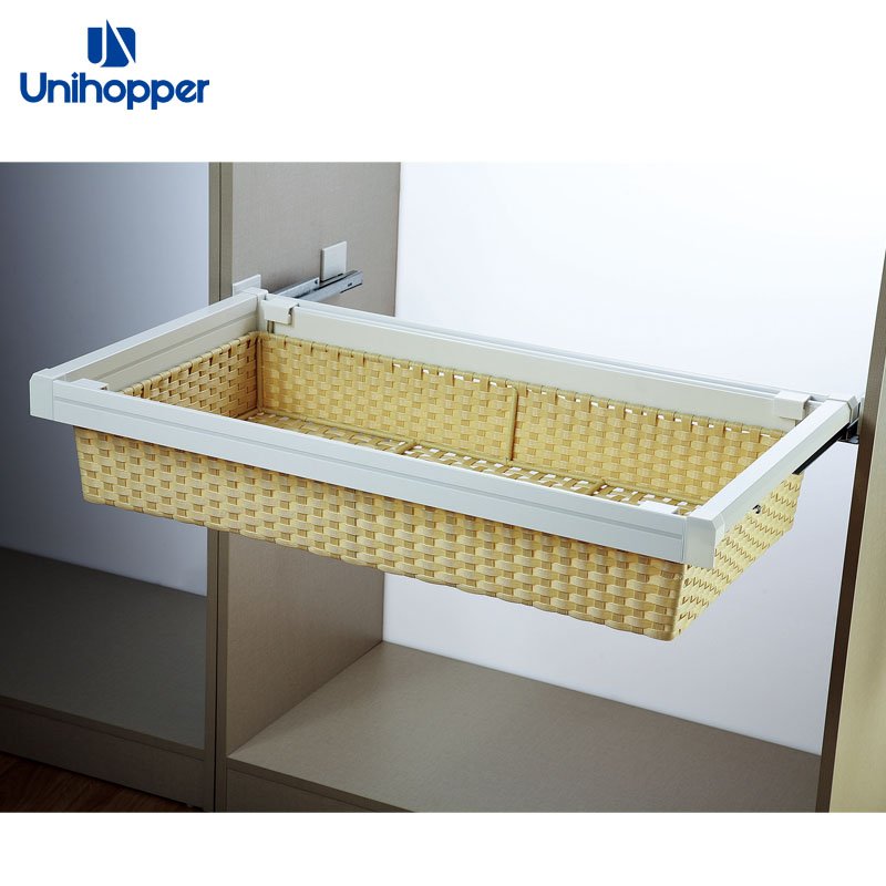 Unihopper Aluminium Frame Soft Closing Rattan Baskets Closet Slide Out Wardrobe Drawer Pull Out Storage Basket
