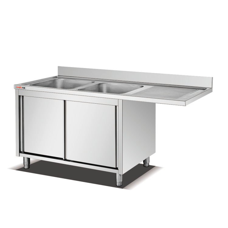 Restaurant Stainless Steel Kitchen Table Cabinet with Wash Sink in Venezuela Commercial Worktable Sink Cabinet Counter Factory