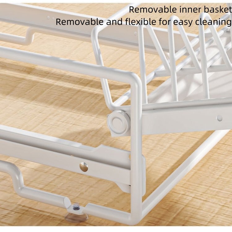 Plate Bowl Rack Storage Cabinet Drawer Built-In Pull-Out Dish Rack with Holder Dinnerware Organizer