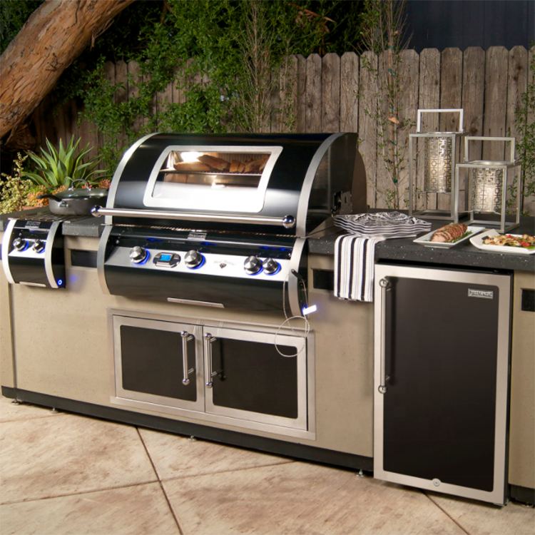 Vermont Outdoor Stainless Steel Customized Kitchen Cabinet Combination Sink Fridge Smokeless Barbecue Grill