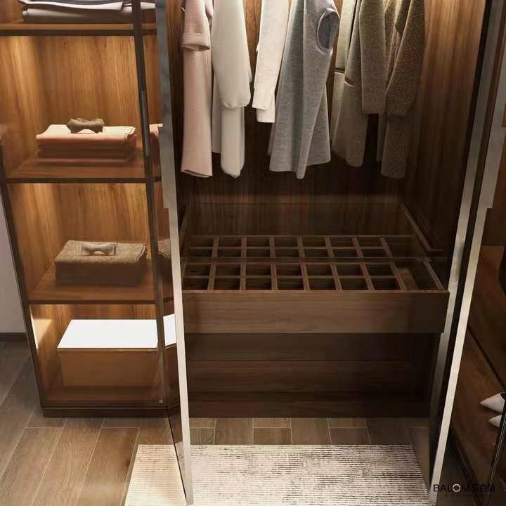 Cheap American Standard Clothes Closet Storage Plywood Wardrobe Cupboard Modern Style Bedroom Furniture Closet Glass Wardrobe