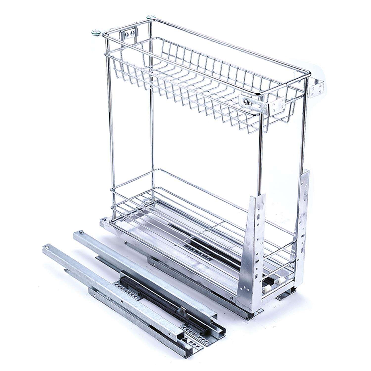 TKK Kitchen Cabinets Accessories Stainless Steel Organizer Seasoning Storage Pull out Drawer Pantry Wire Basket