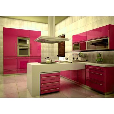 Contemporary Curved Shaped Ready to Assemble Lacquer Kitchen Cabinets with Island
