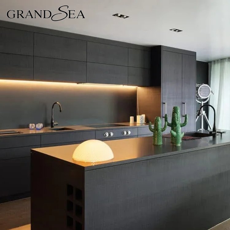 Contemporary Home Full Set Design USA L Shape Melamine Backsplash Kitchen Wall Cabinet Price