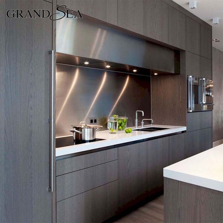 Contemporary Home Full Set Design USA L Shape Melamine Backsplash Kitchen Wall Cabinet Price