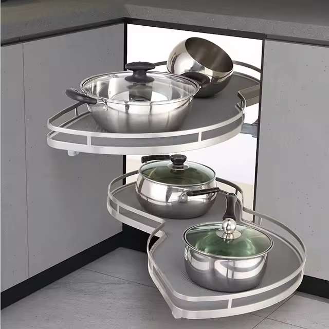 CY-206 CY Hot Selling Kitchen Cabinet Corner Basket Drawer Pull Out Revolving Basket Pantry Unit Basket