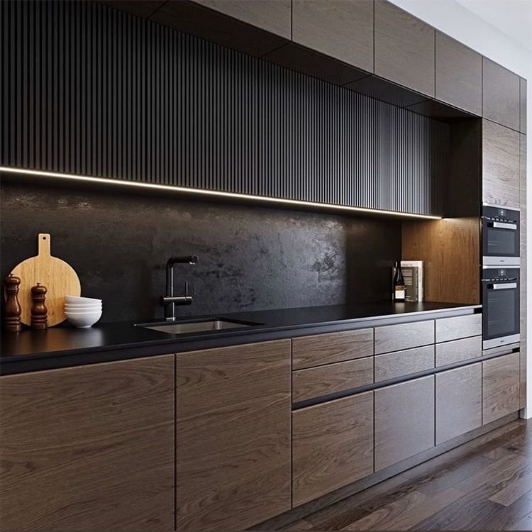 Modern Diy Plywood Kitchen Cabinet With Microwave&Handle Design Modern Kitchen Cabinet