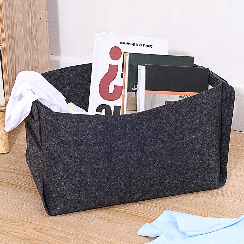 Collapsible Felt Cube Storage Bin Organizer Container Drawer Foldable Fabric Storage Basket with Handles and Tag Interlayer