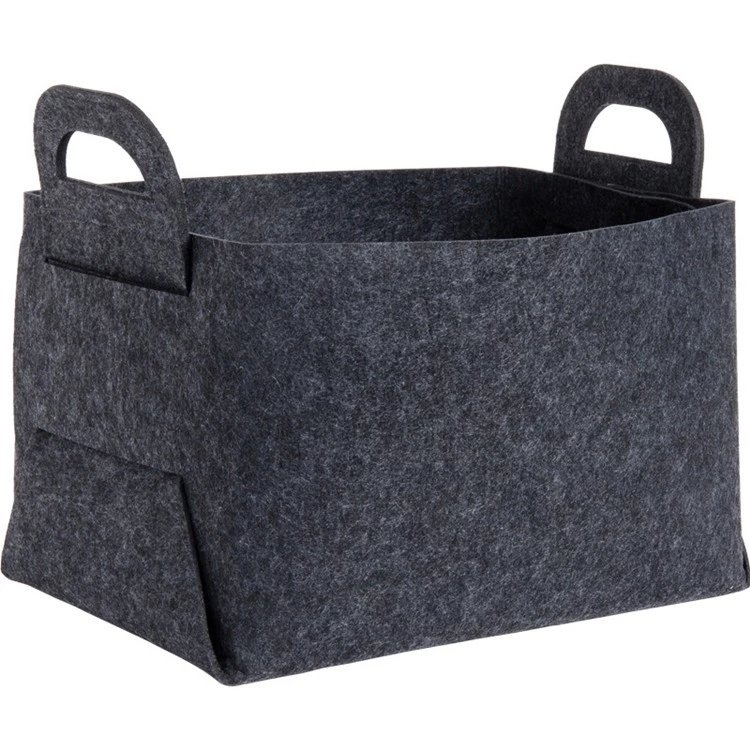 Collapsible Felt Cube Storage Bin Organizer Container Drawer Foldable Fabric Storage Basket with Handles and Tag Interlayer