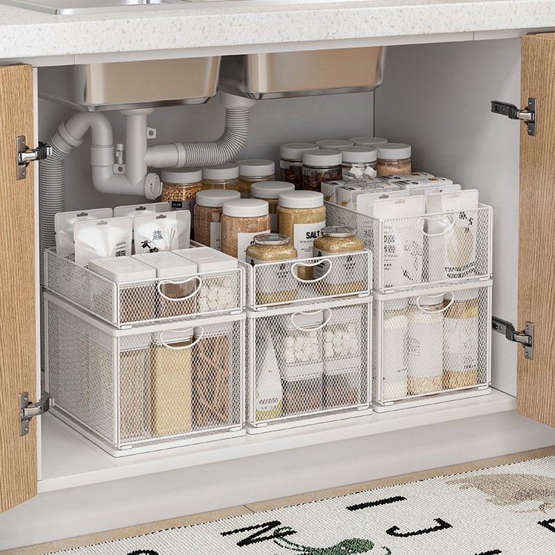 OWNSWING Slide Out Cabinet Drawer Pull Out Wire Basket Cabinet Organizer Heavy Duty Anti Rust Slide Drawers for Kitchen Cabinets