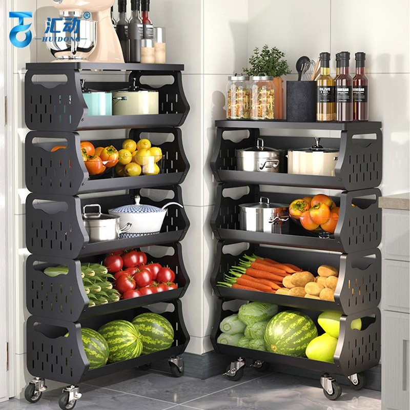 Kitchen multilayer Vegetable Fruit food Removable Organizer Shelf Basket seasoning Tableware Multifunctional Drawer Storage rack