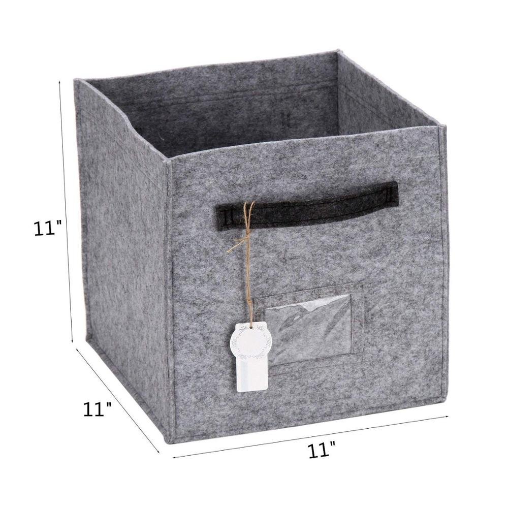 11" Collapsible Felt Cube Storage Bin Organizer Container Drawer Foldable Fabric Storage Felt Basket