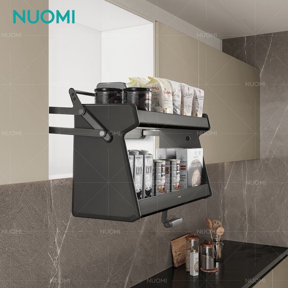 NUOMI ENCANTO Adjustable Kitchen Lift Elevator Basket Kitchen Cabinet Soft Closing Double Pull Down Shelf Lifting Drawer Basket
