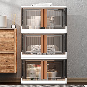 Large Plastic Foldable Storage Bins with Lids Durable Stackable Storage Drawers for Kitchen PS Food Safe Material Bedroom Use