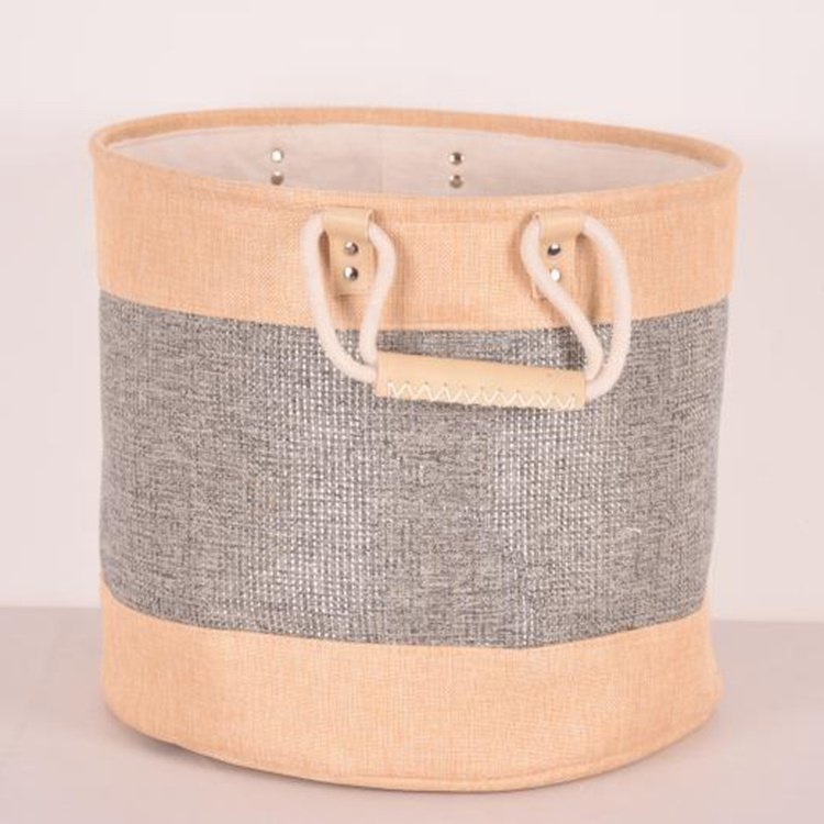 2023 3-Pack Eco-Friendly Foldable Canvas Laundry Hamper Cotton Liner EVA Storage Baskets Drawers Classic Household Clothing Sewn