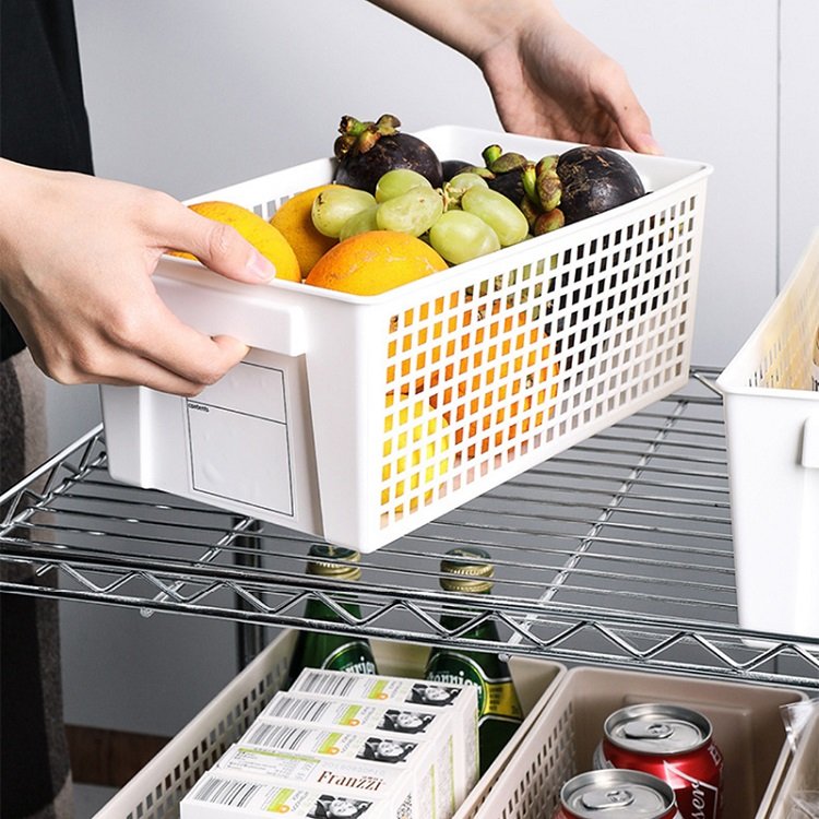 URU Kitchen Portable Stackable Plastic Storage Basket with Handle For Fruit