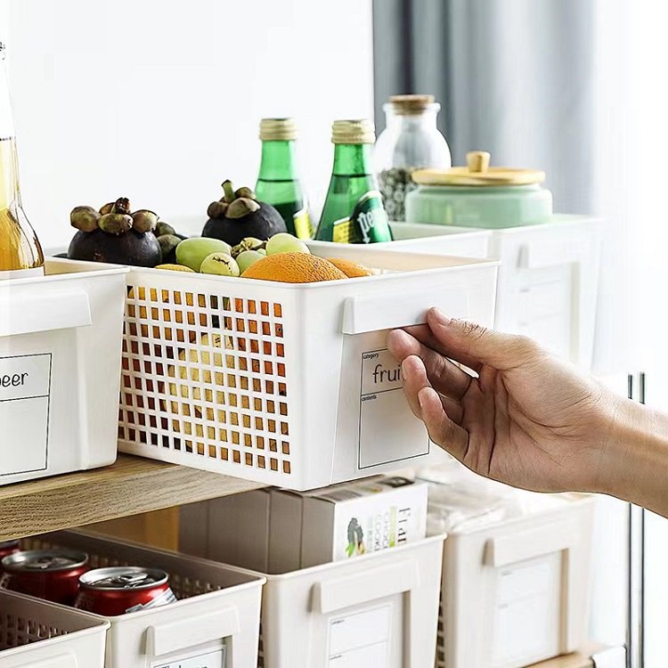 URU Kitchen Portable Stackable Plastic Storage Basket with Handle For Fruit