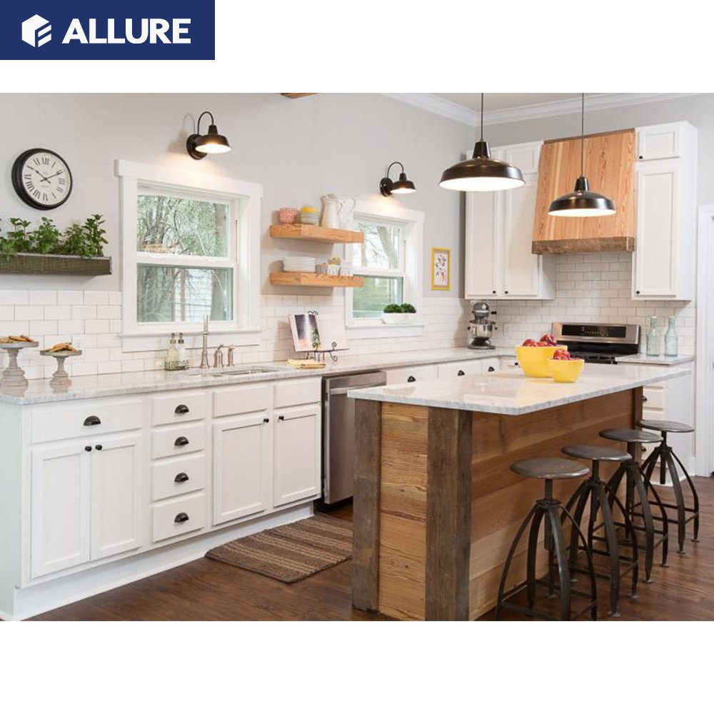 Allure vintage industrial oak shaker white ash mdf wood wall hanging kitchen cabinet mechanism