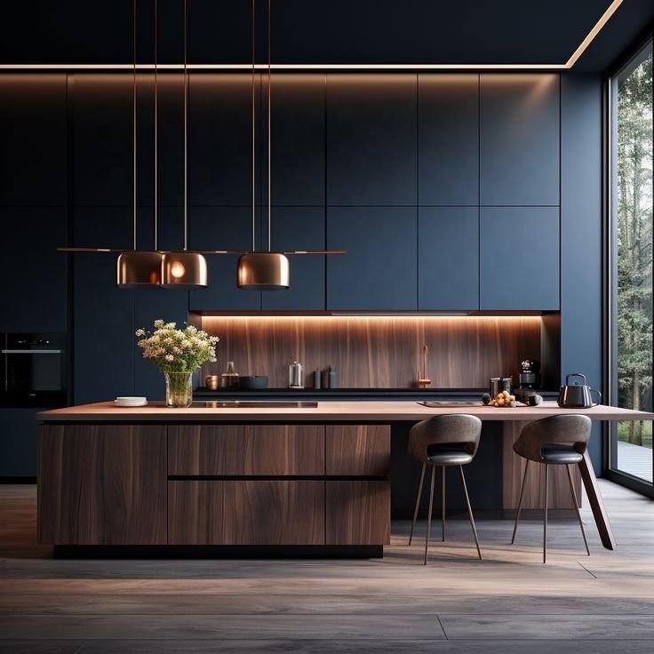 CBMmart Ready to Assemble MDF Blue Painted Kitchen Furniture Complete Set Solid Wood Shaker Style Kitchen Cabinets with Island