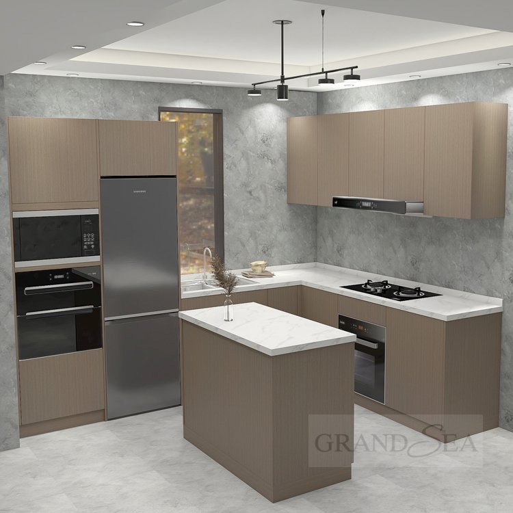 Modern Kitchen Full Flat Pack Kitchen Complete Island Design Wood Cupboard White Custom Luxury Kitchen Cabinet Modern