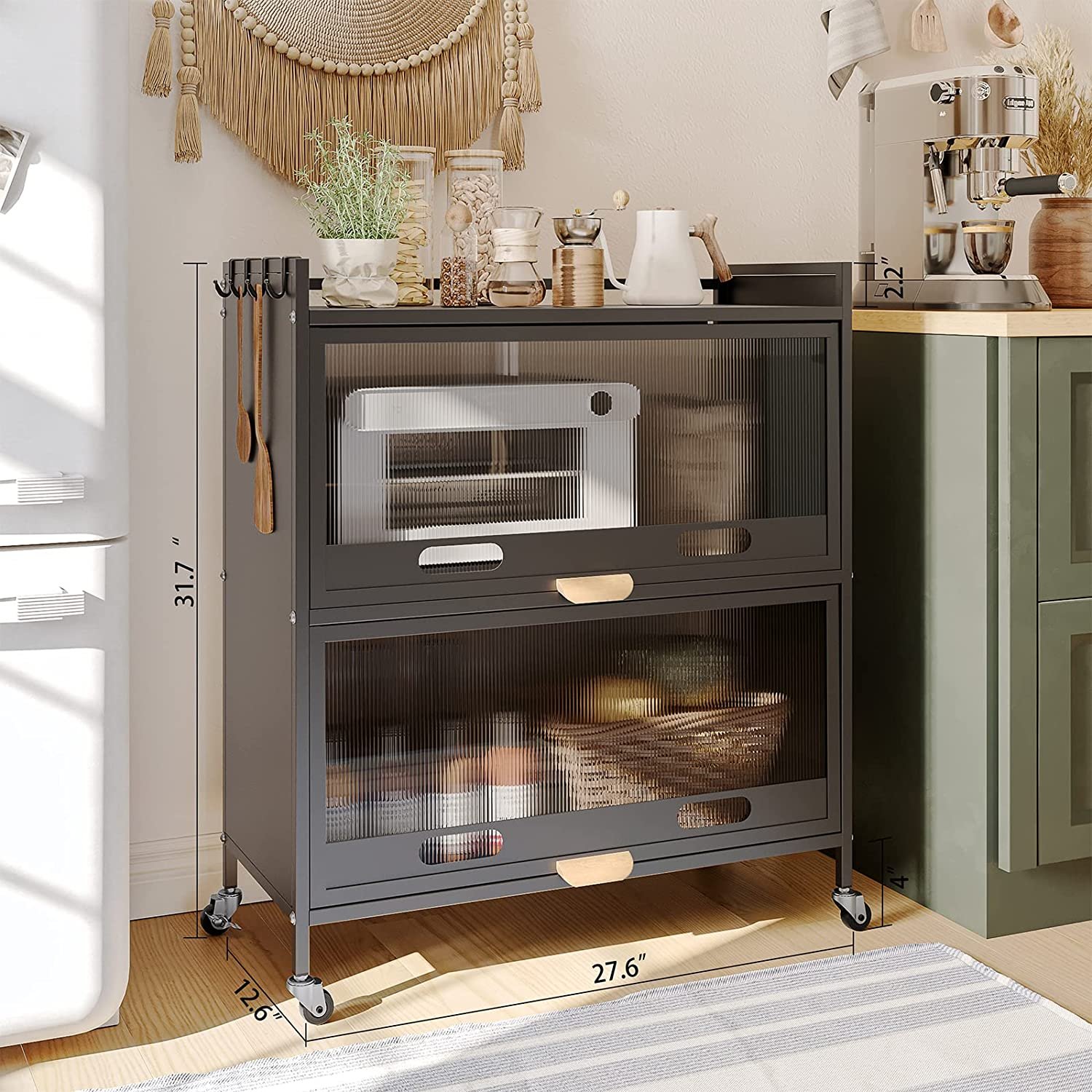 New Product Bread rack oven rack storage rack kitchen for dishes wine pots and pans with hooks and casters