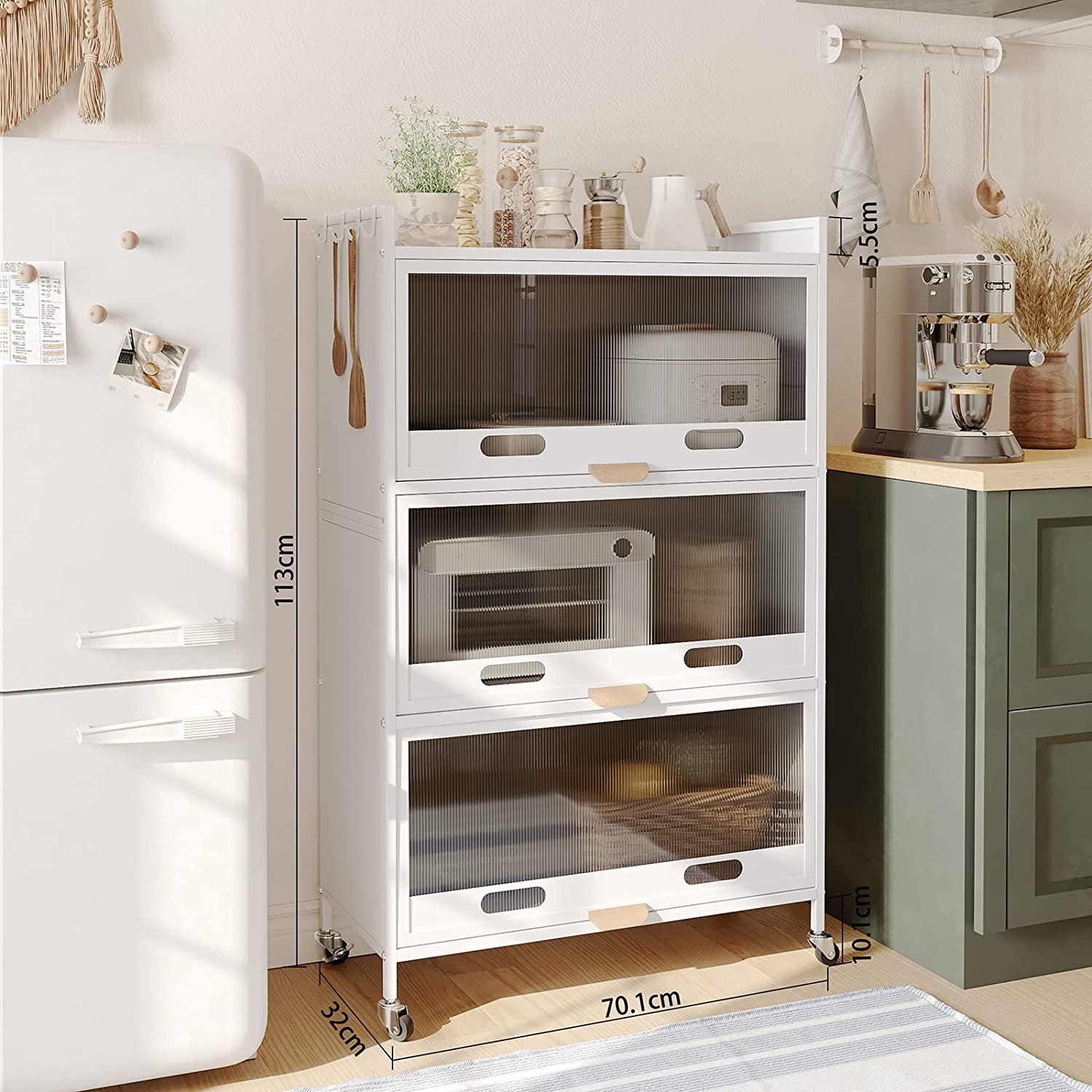New Product Bread rack oven rack storage rack kitchen for dishes wine pots and pans with hooks and casters
