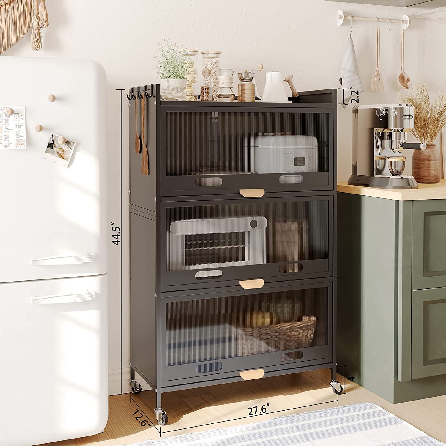 New Product Bread rack oven rack storage rack kitchen for dishes wine pots and pans with hooks and casters