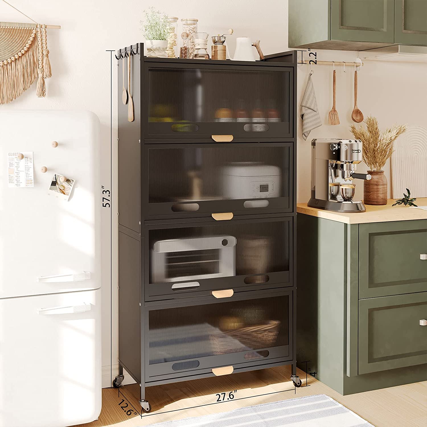 New Product Bread rack oven rack storage rack kitchen for dishes wine pots and pans with hooks and casters