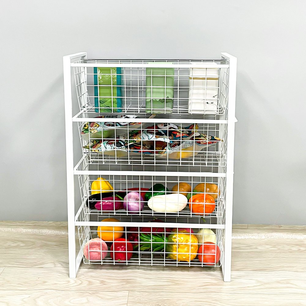 FOSHAN factory customized multifunctional 4 tiers storage rack wire rack wire basket drawer-type basket