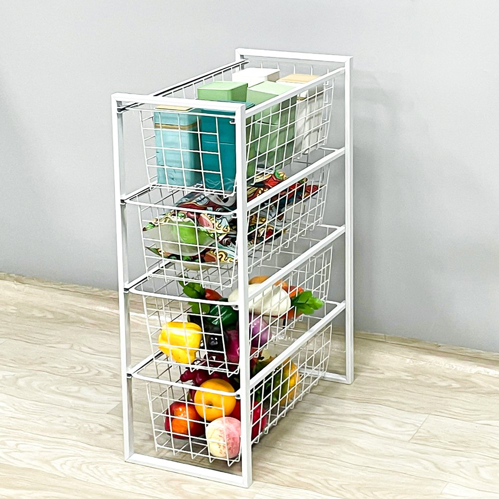 FOSHAN factory customized multifunctional 4 tiers storage rack wire rack wire basket drawer-type basket