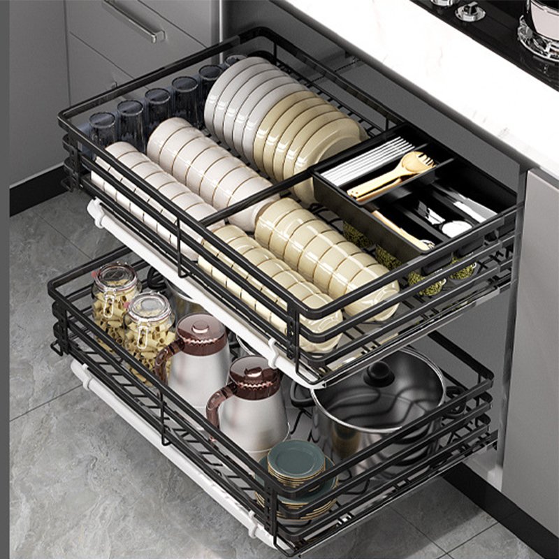 Wardrobe Hardware Accessories Slide Pull Out Metal Wire Cabinet Drawer Basket Monster Pull Basket Pull-Out Dish Drawer Tray